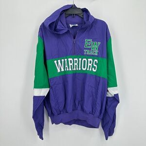 Vtg EW Track Warriors Windbreaker XL Purple Green Bill Hatch Jacket School Light